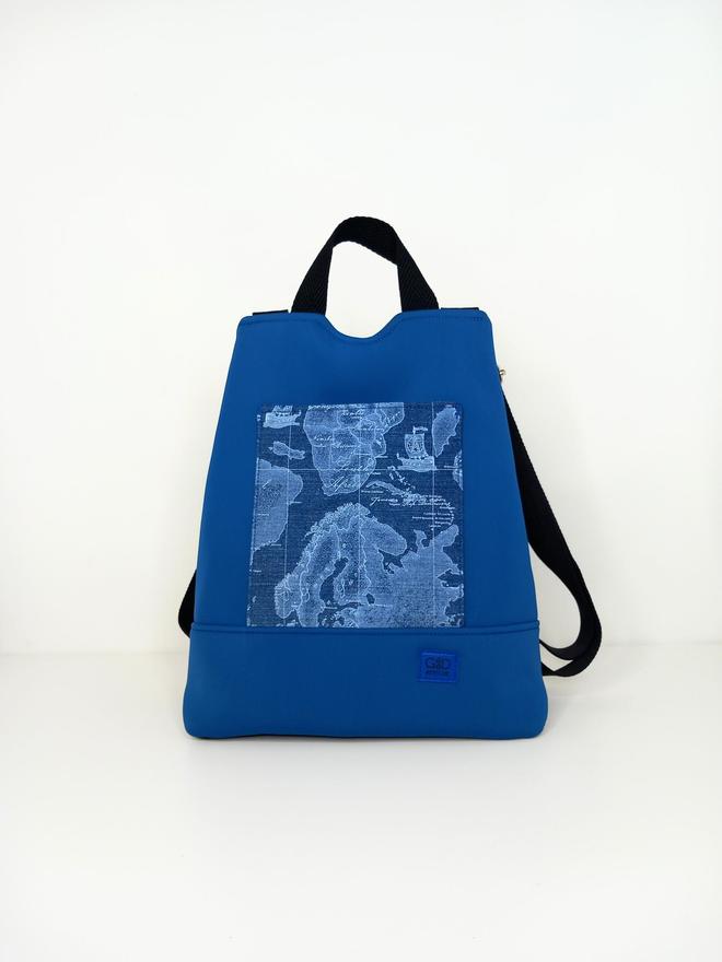 mochila antirrobo en neopreno azul